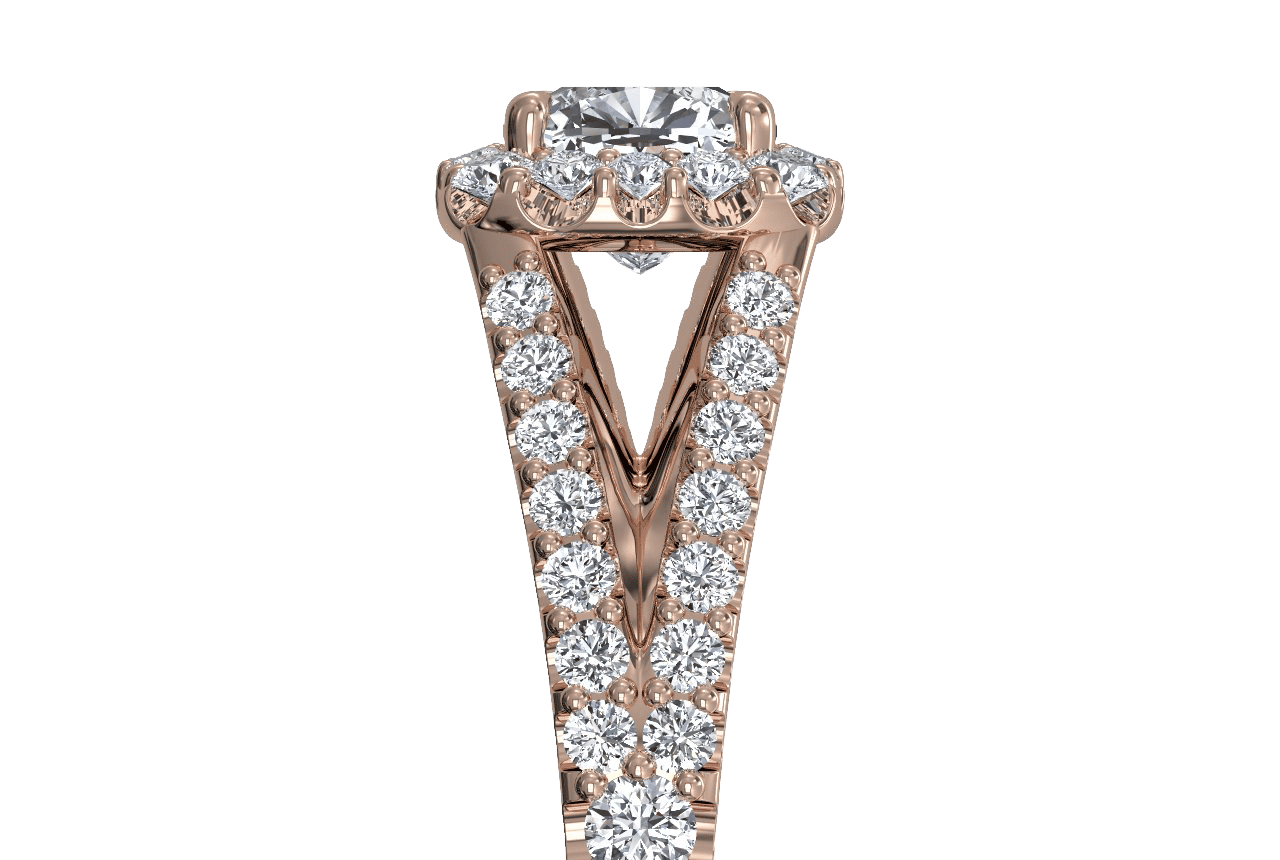18kt rose gold/cushion/side