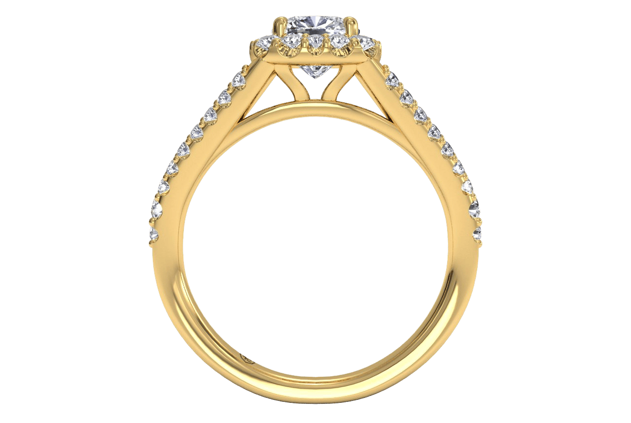 18kt yellow gold/cushion/side