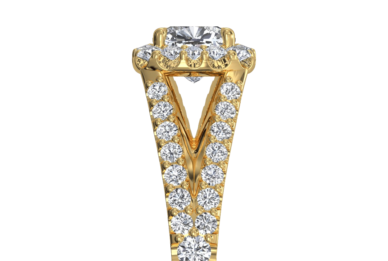 18kt yellow gold/cushion/side