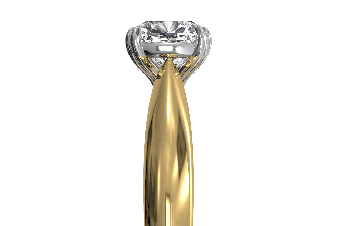 18kt yellow gold/cushion/side