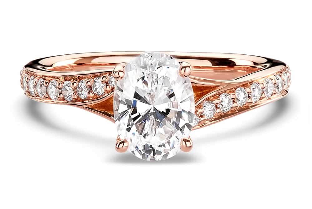 18kt rose gold/oval/live