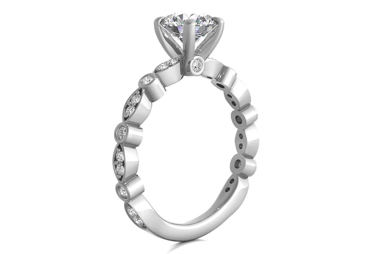 14kt White Gold / Round / Front