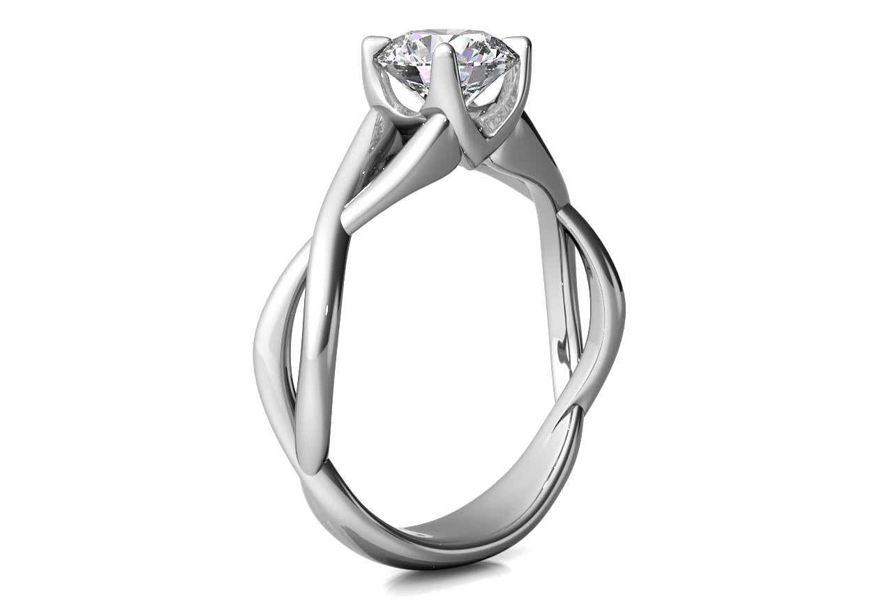 14kt White Gold / Round / Front