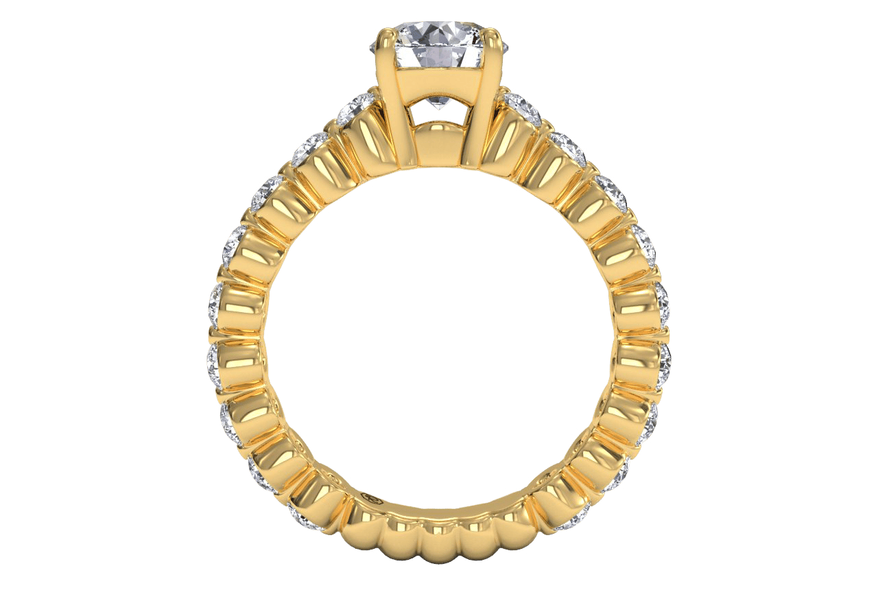 18kt Yellow Gold / Round / cushion / Front