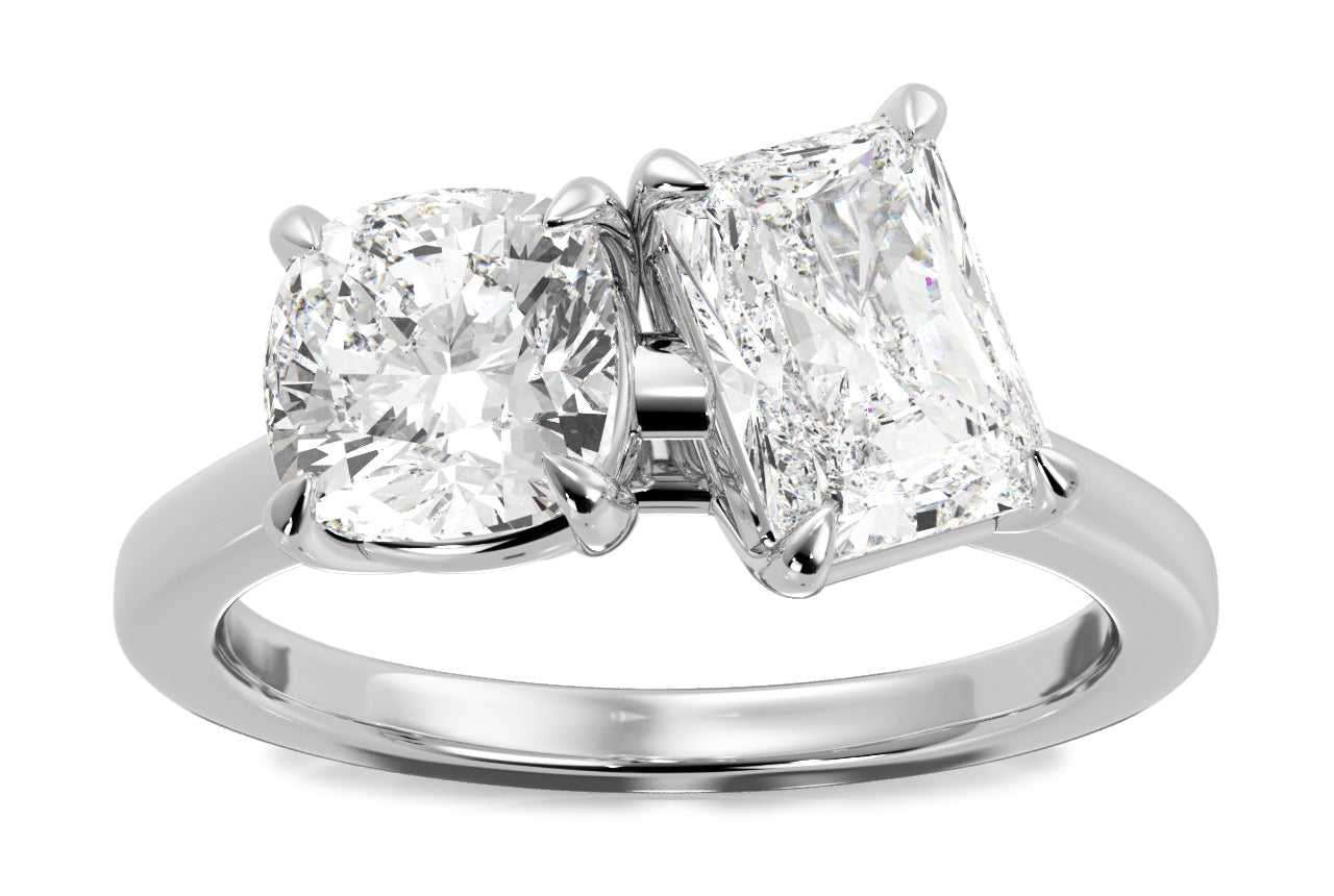 14kt white gold/18kt white gold/platinum/radiant/0.50 ctw/0.75 ctw/1.00 ctw/front