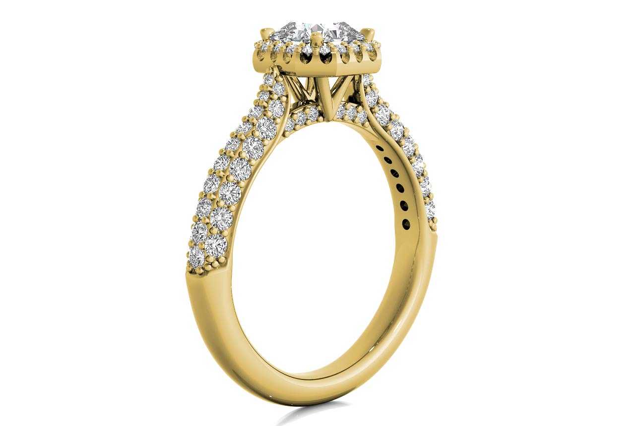 18kt yellow gold/asscher/side