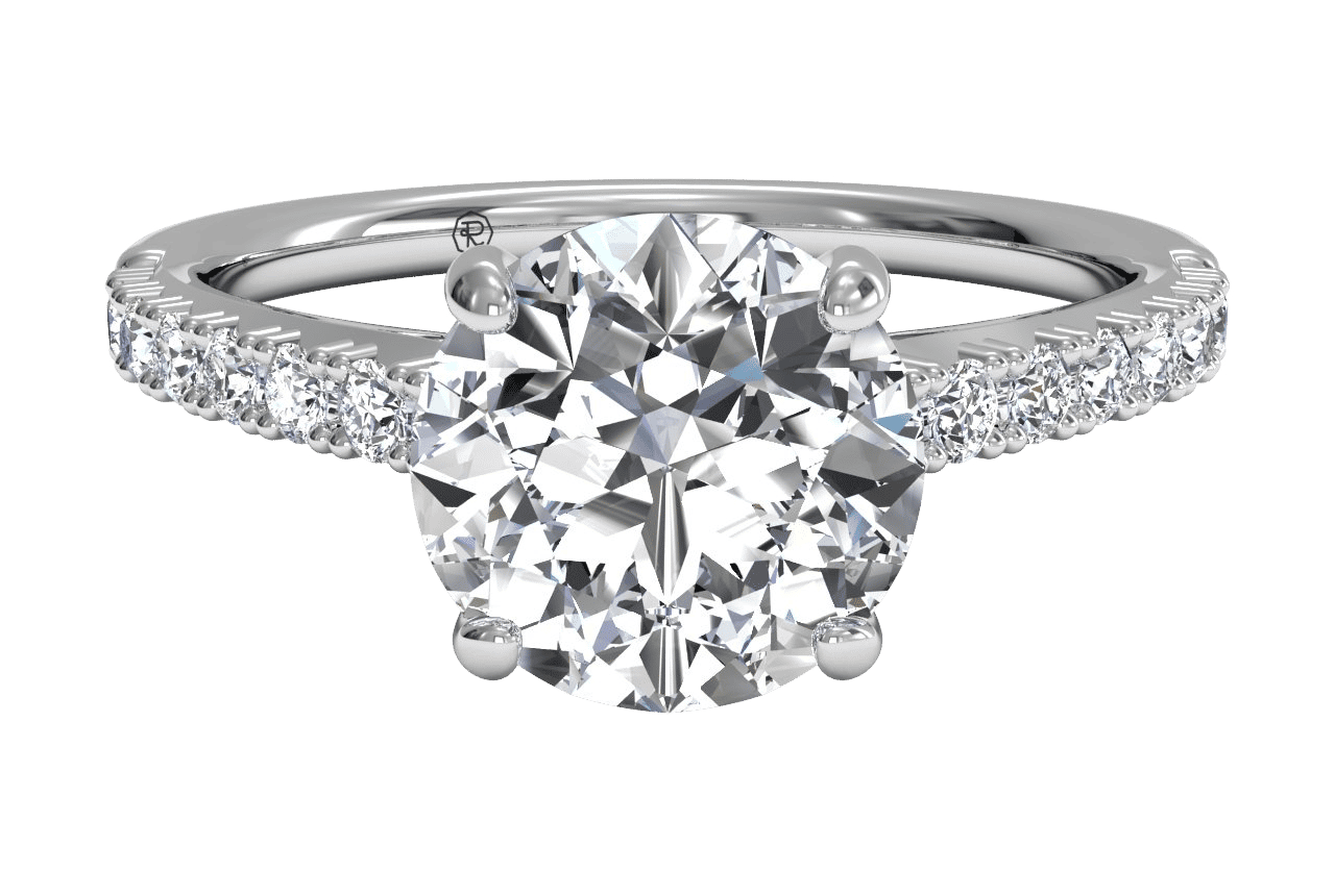 14kt White Gold/round/top