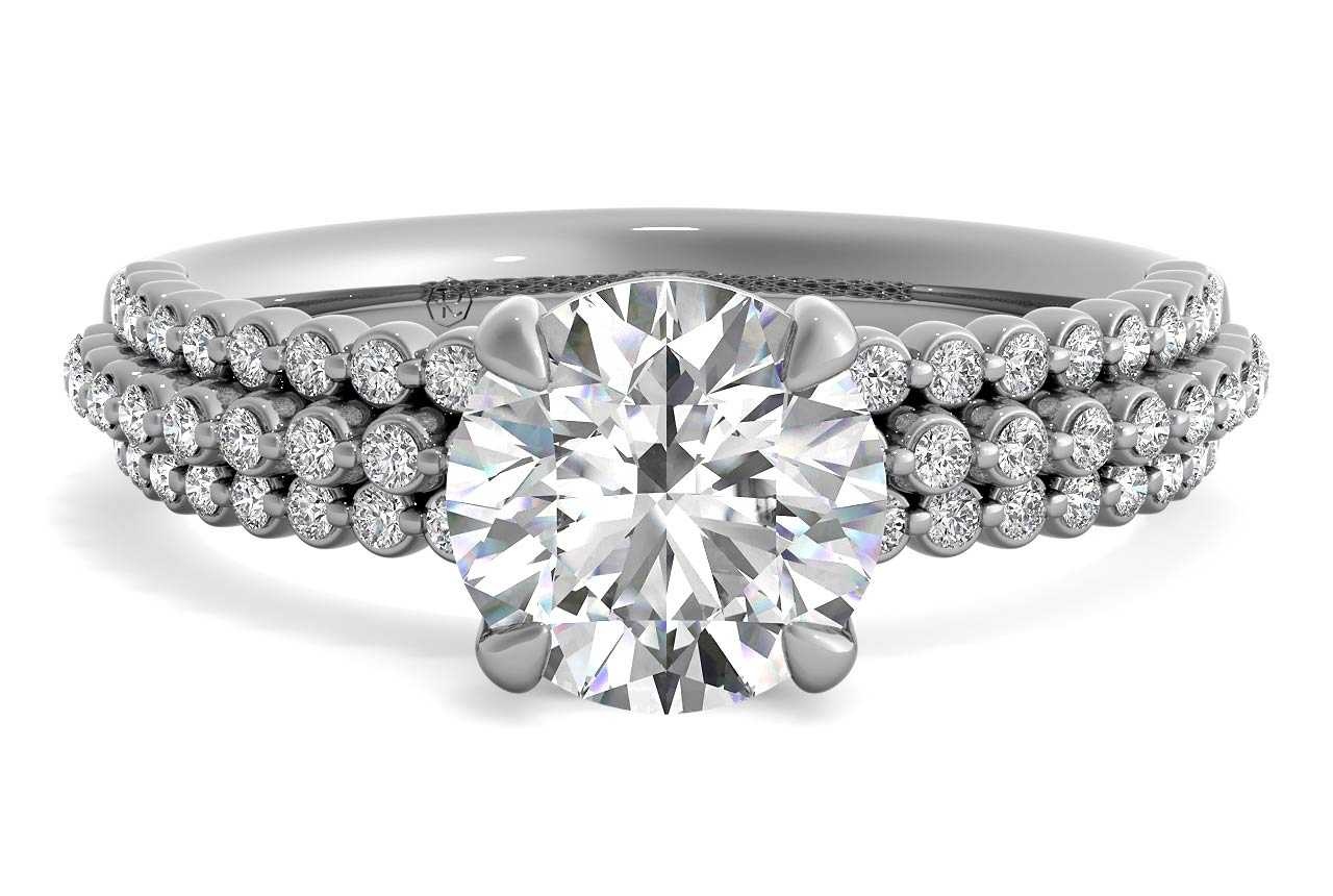 14kt White Gold/round/top