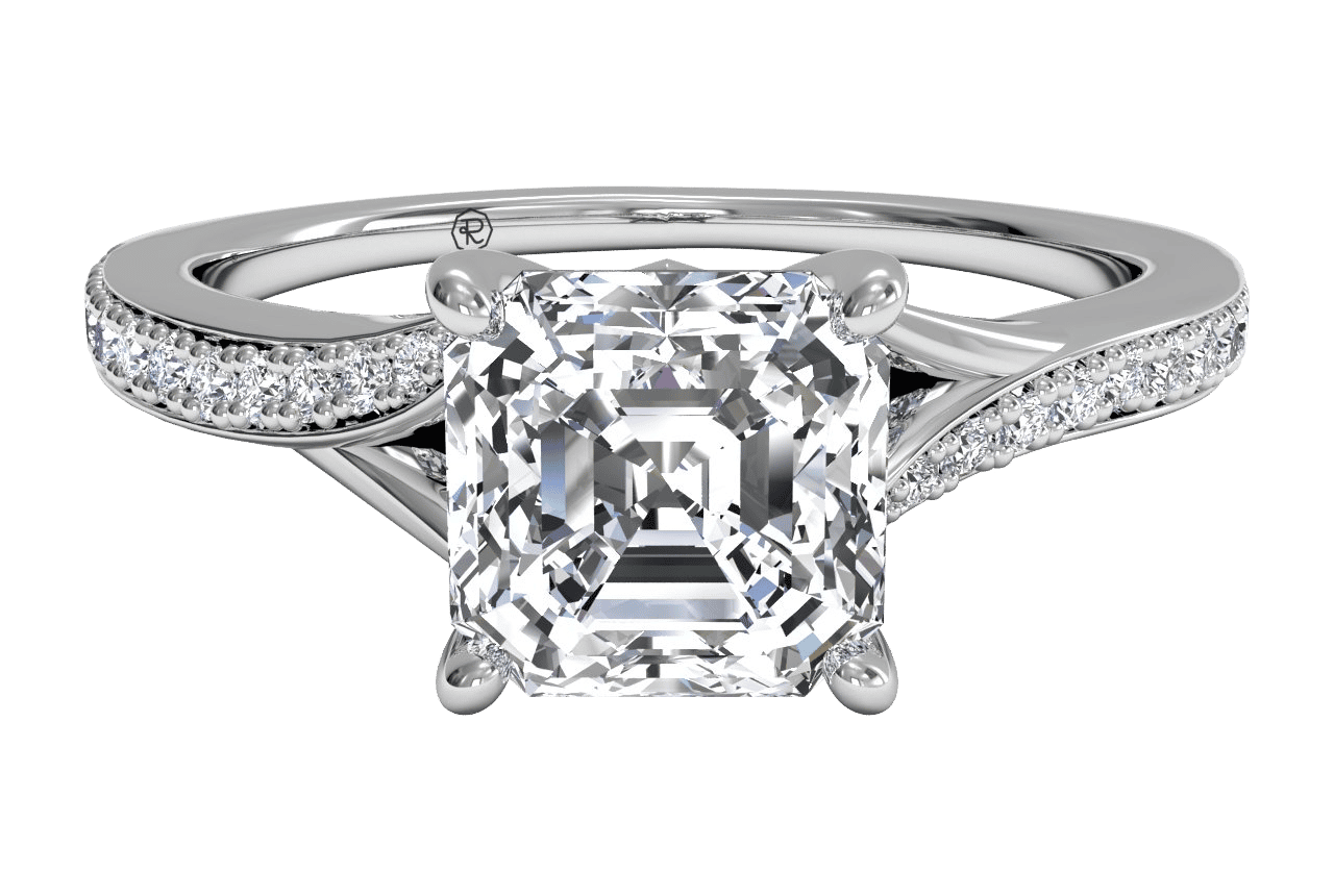 14kt White Gold/asscher/top