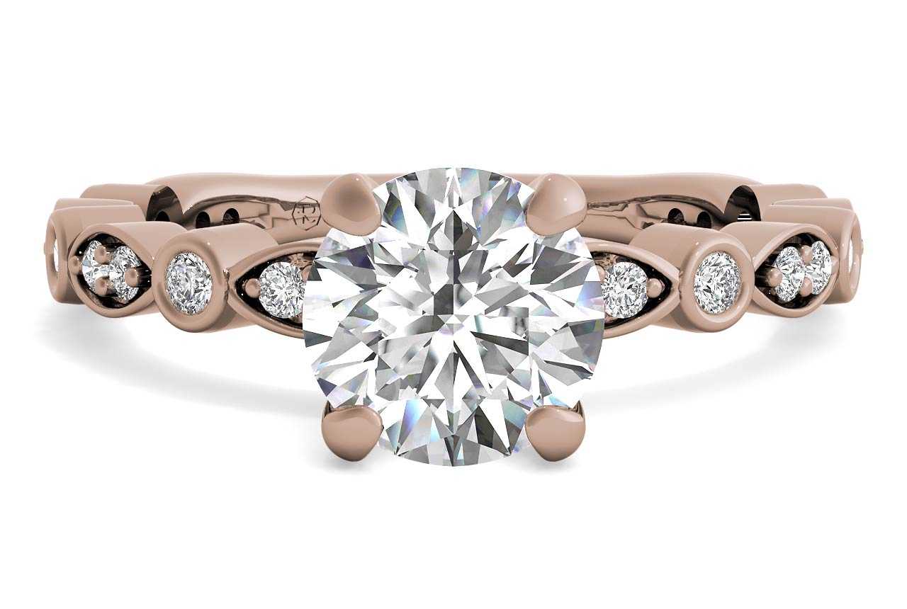 18kt Rose Gold/round/top