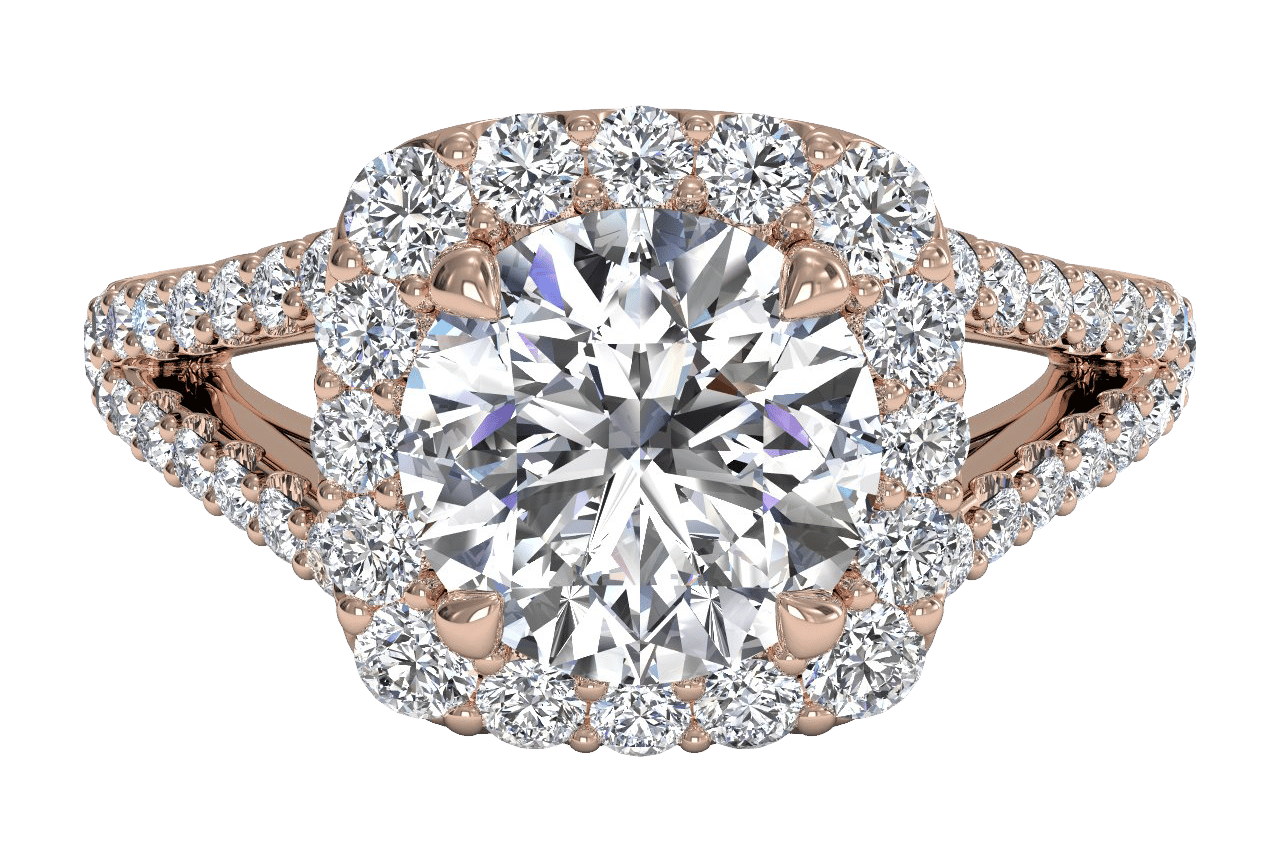 18kt Rose Gold/round/top