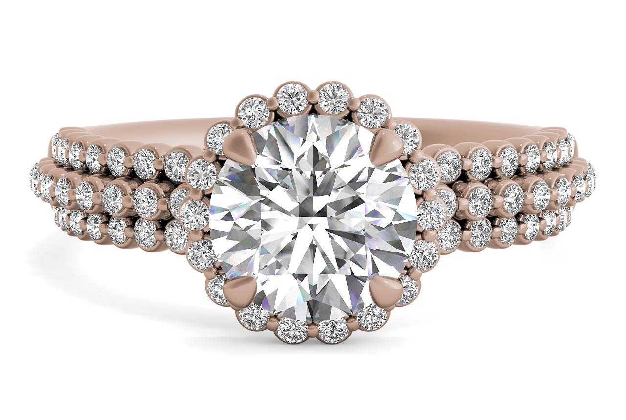18kt Rose Gold/round/top