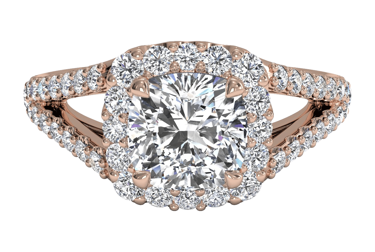 18kt Rose Gold/cushion/top