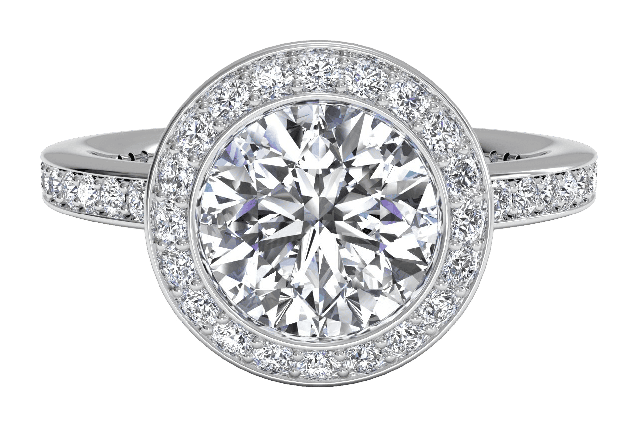 18kt White Gold/round/top