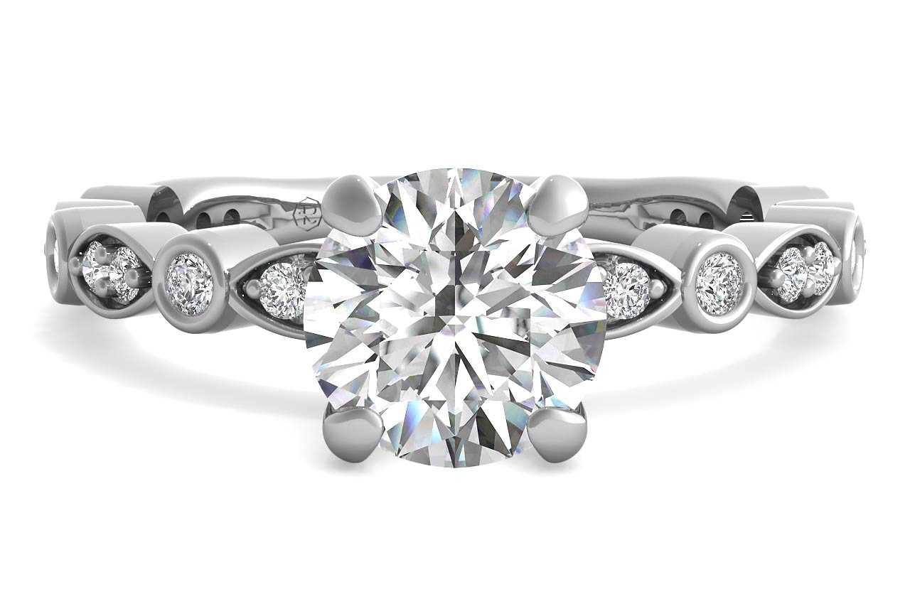 14kt White Gold/round/top