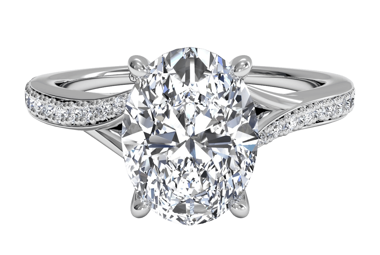 14kt White Gold/oval/top