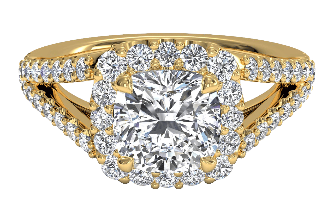 18kt Yellow Gold/cushion/top