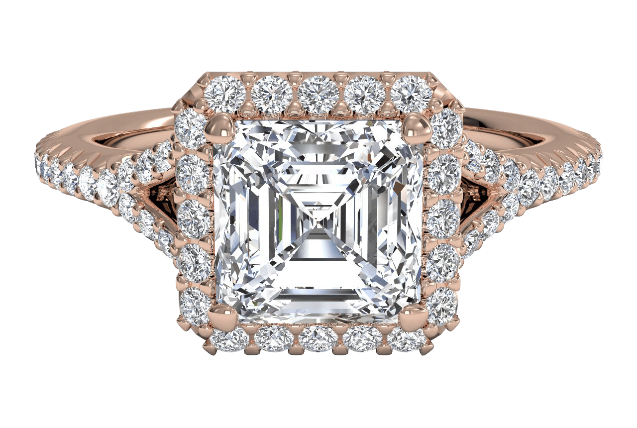 18kt Rose Gold/asscher/top