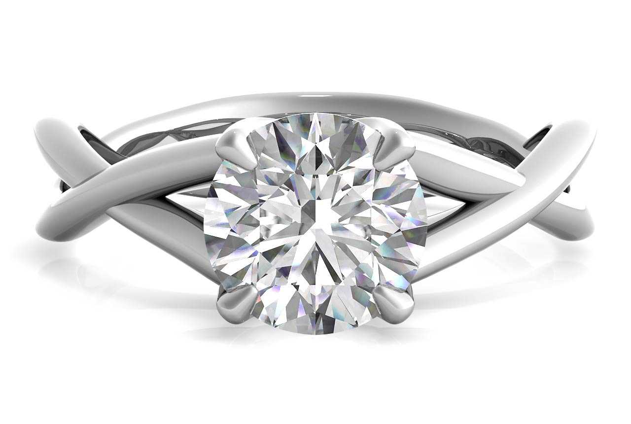 14kt White Gold/round/top