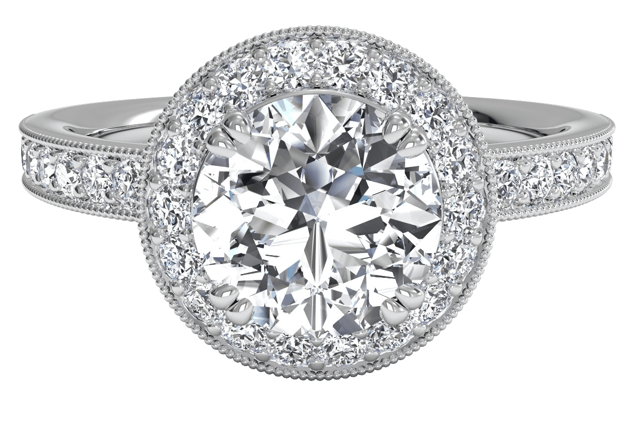 14kt White Gold/round/top