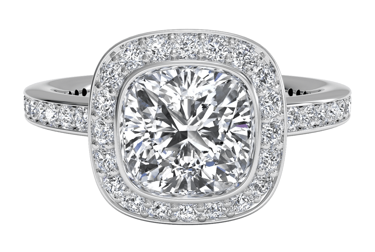 18kt White Gold/cushion/top