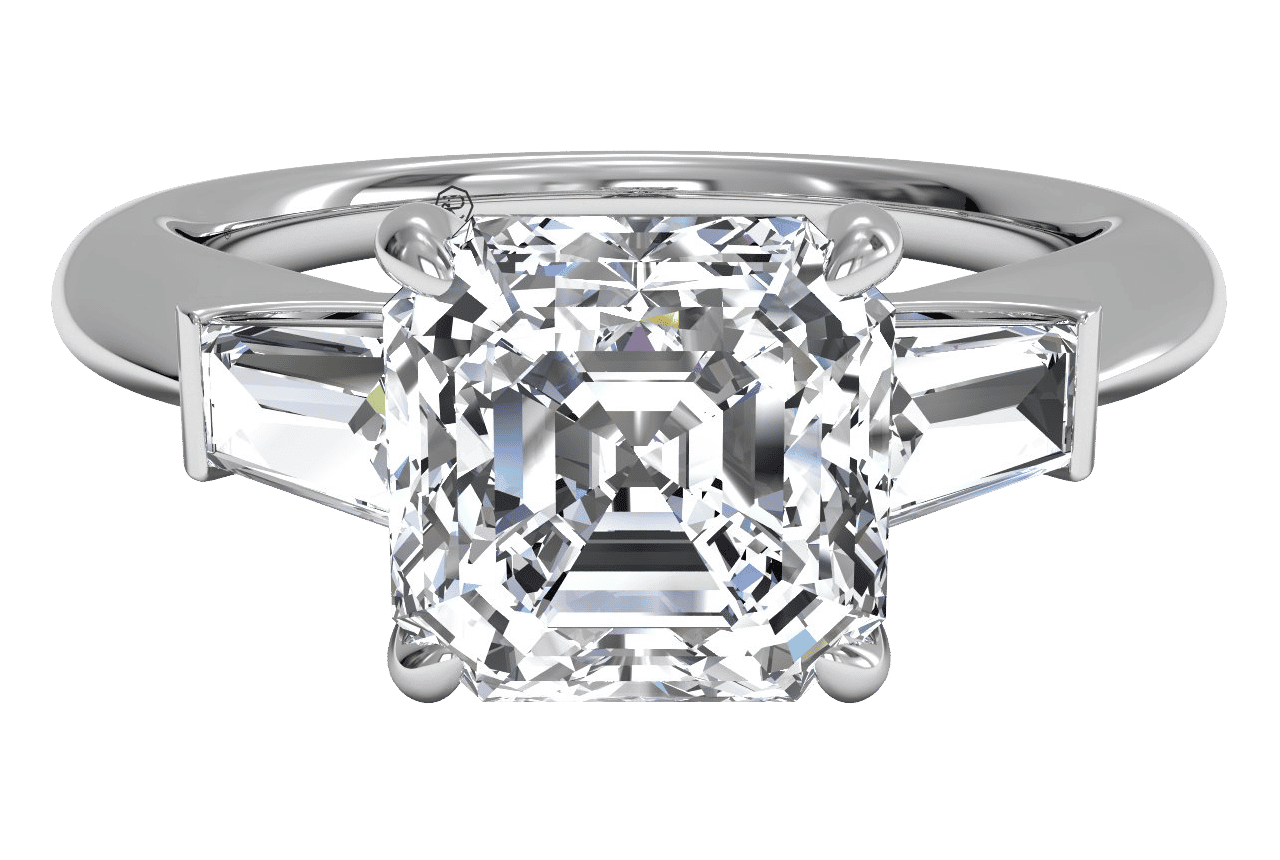 14kt White Gold/asscher/top