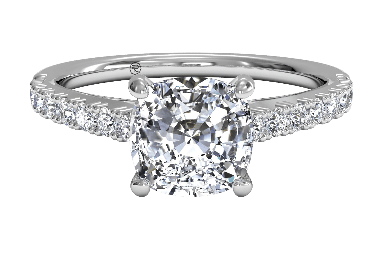 14kt White Gold/cushion/top
