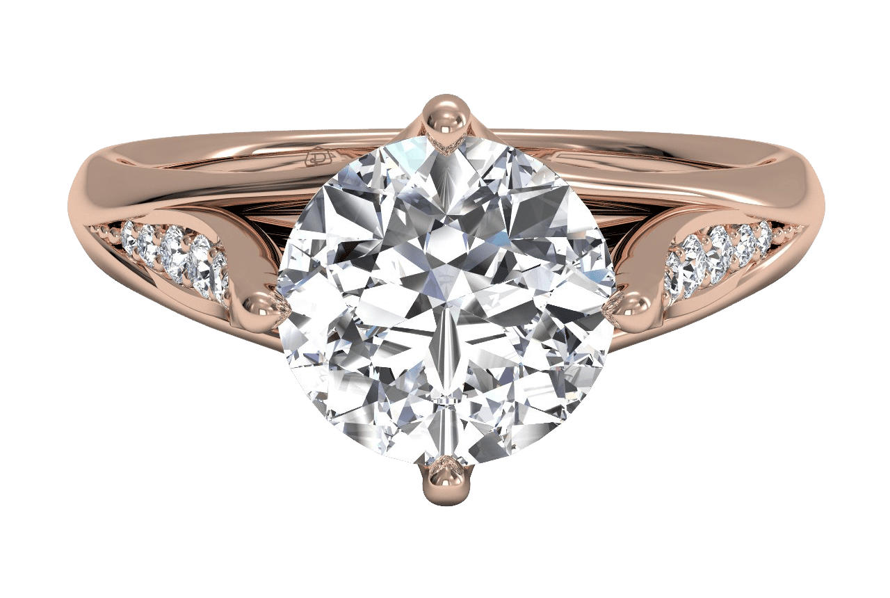 18kt Rose Gold/round/top
