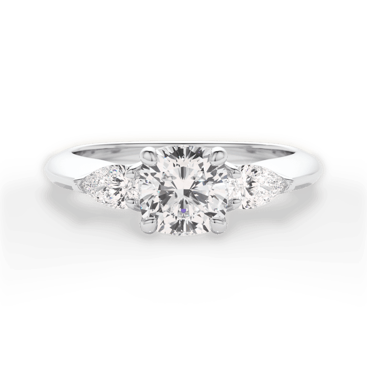 Three-stone Diamond Engagement Ring With Pear-shaped Side-diamonds