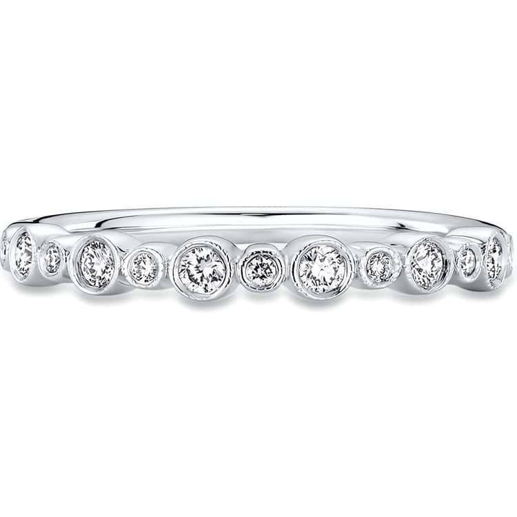 Bezel Set Diamond Wedding Ring With Milgrain