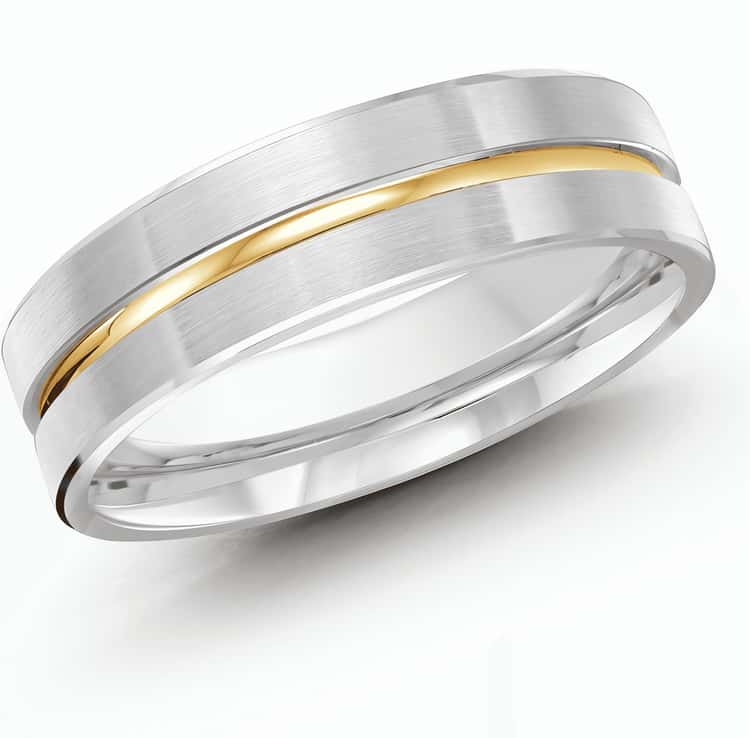 Men's 6mm Two-tone Satin-finish Inlay Wedding Ring