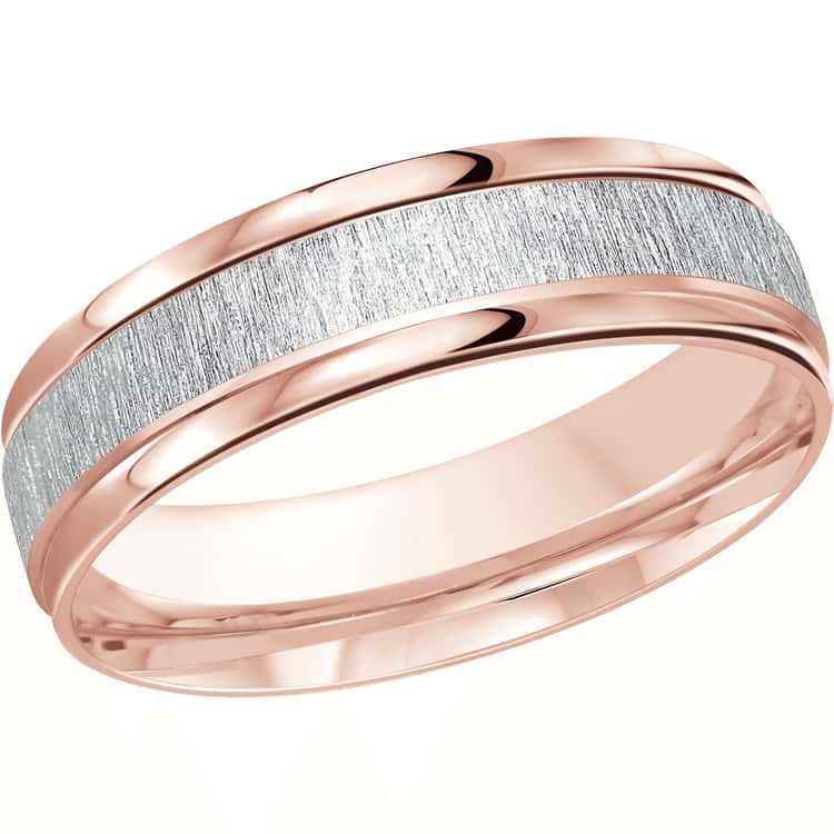 Men's 6mm Two-tone Sandpaper-finish Wedding Ring