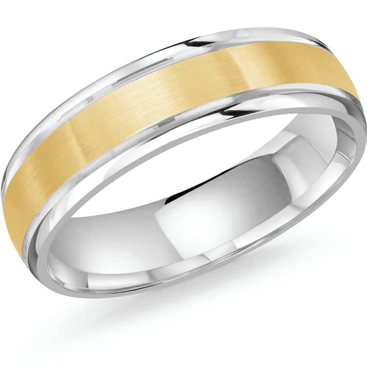 Men's 6mm Two-tone Satin-finish Polished Edge Wedding Ring