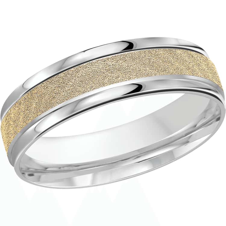 Men's 6mm Two-tone Sandblast-finish Wedding Ring