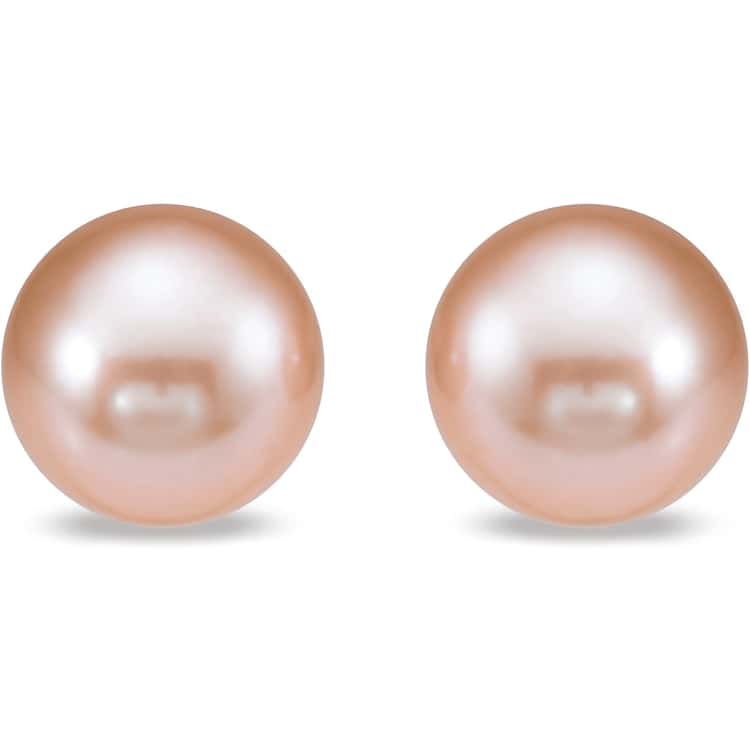14kt White Gold Pink Freshwater Cultured Pearl Stud Earrings (7mm)