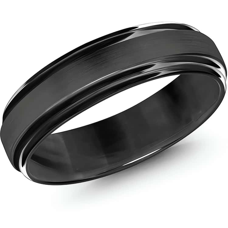 Men's 6mm Black Cobalt Polished Edge Wedding Ring