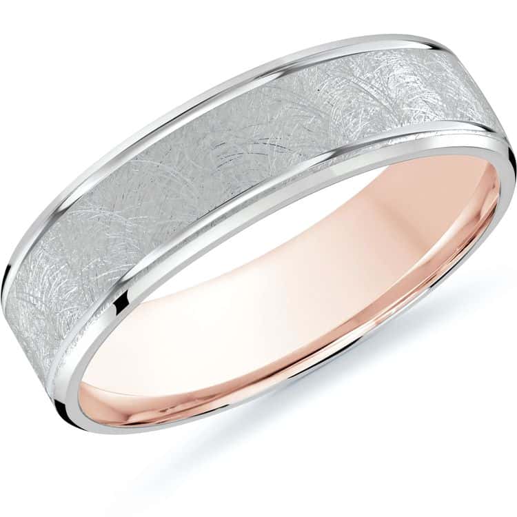 Men's Scratch-finish Two-Tone Wedding Ring