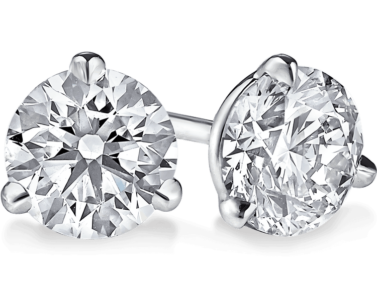 Round Cut Three-Prong Martini Diamond Stud Earrings