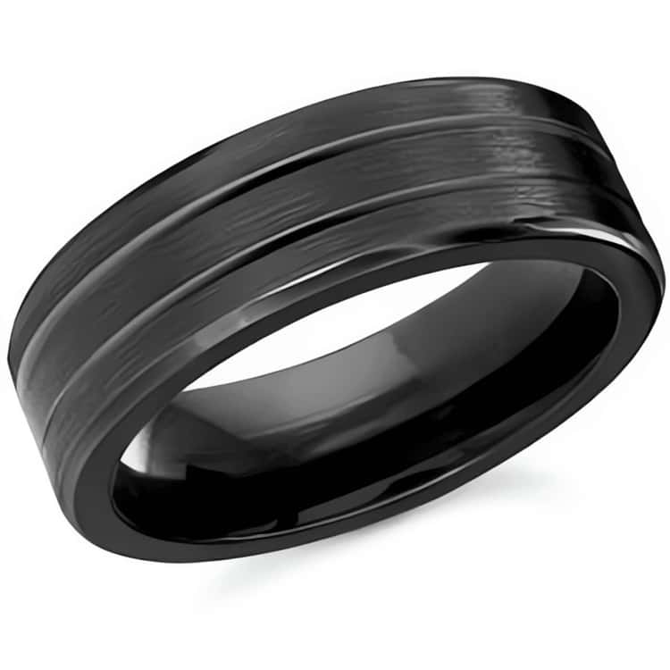 Men's 7mm Black Cobalt Double Inlay Wedding Ring