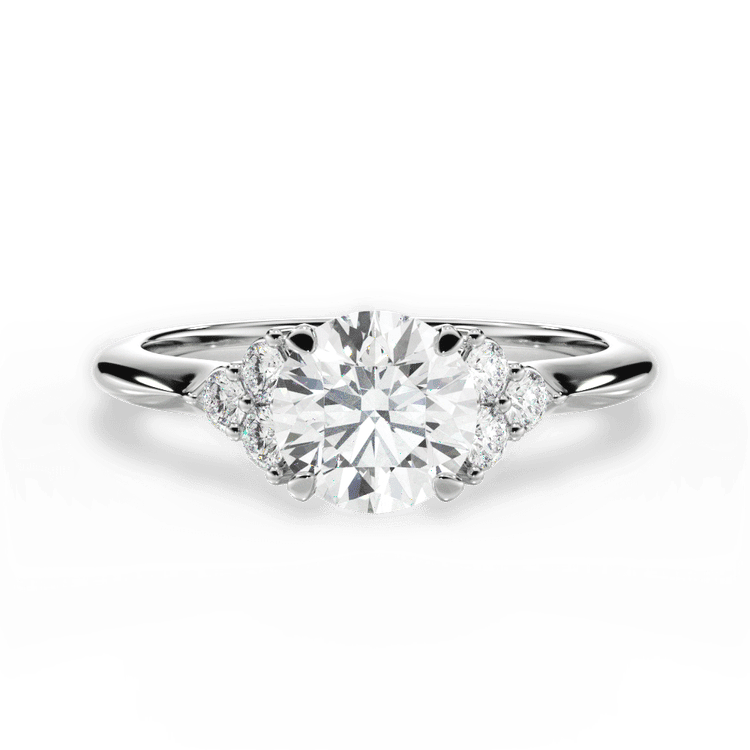 Cluster Sidestone Diamond Engagement Ring