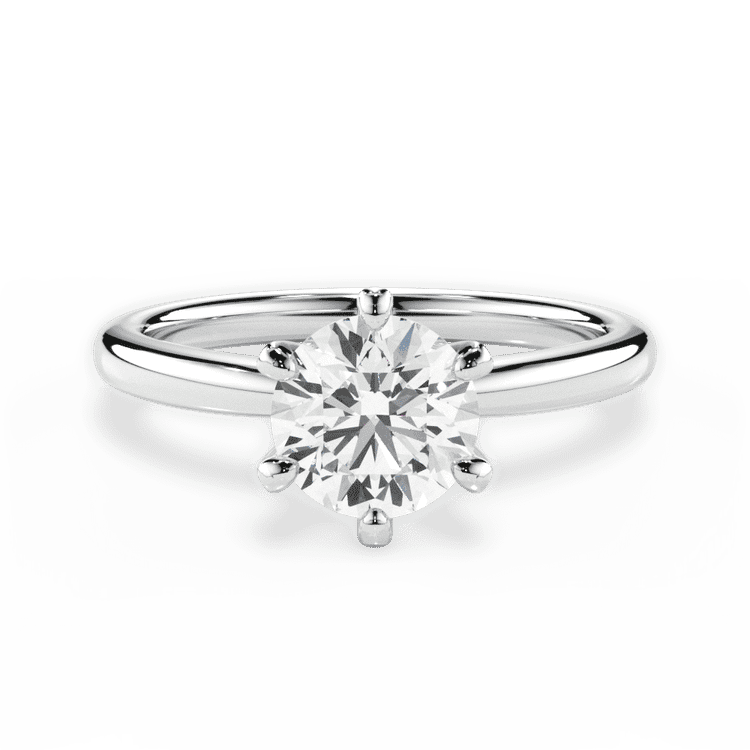 Modern 6-Prong Solitaire Engagement Ring / 1.13 Carat Round Lab Diamond