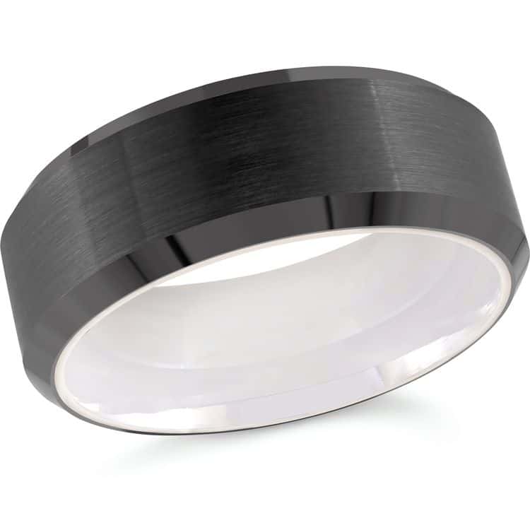 Men's 8mm White Tungsten Wedding Ring
