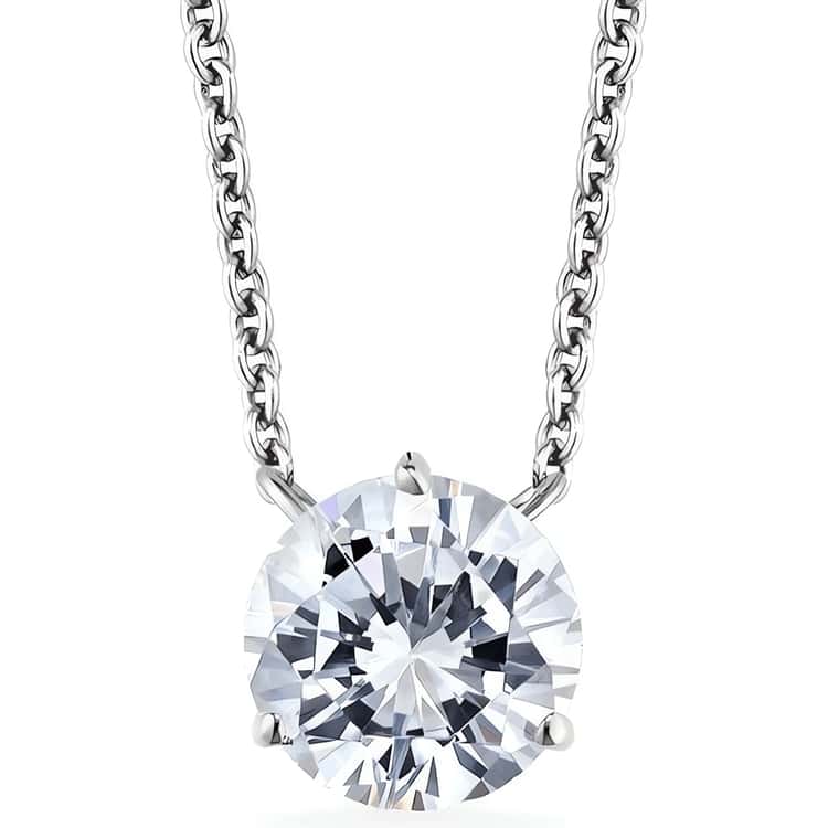 Round Shape Three-Prong Solitaire Pendant Setting