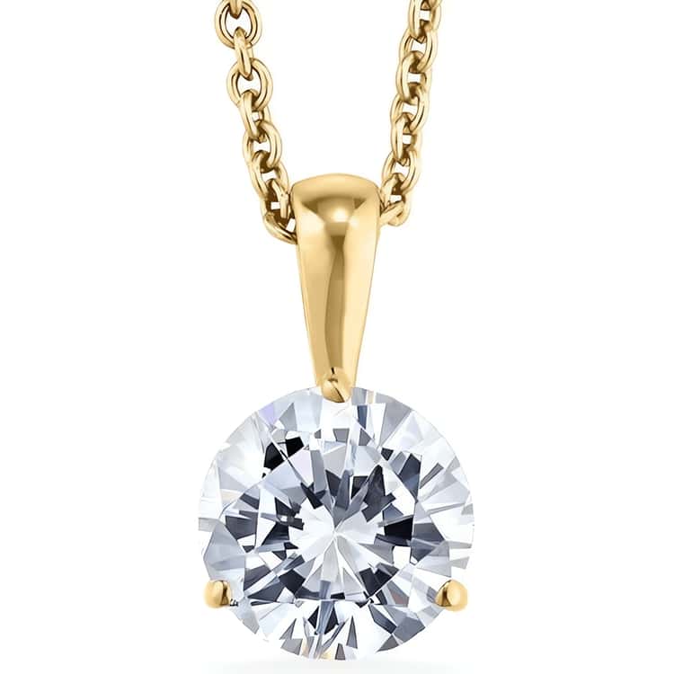 Round Shape Three-Prong Solitaire Pendant Setting