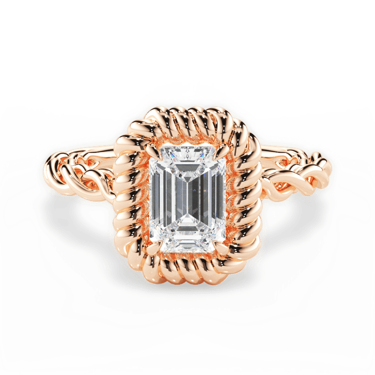 Twisted Metal Halo Engagement Ring / 0.30 Carat Emerald Diamond