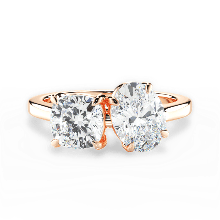 Two Stone Cushion Lab Diamond Engagement Ring / 3.08 Carat Oval Diamond