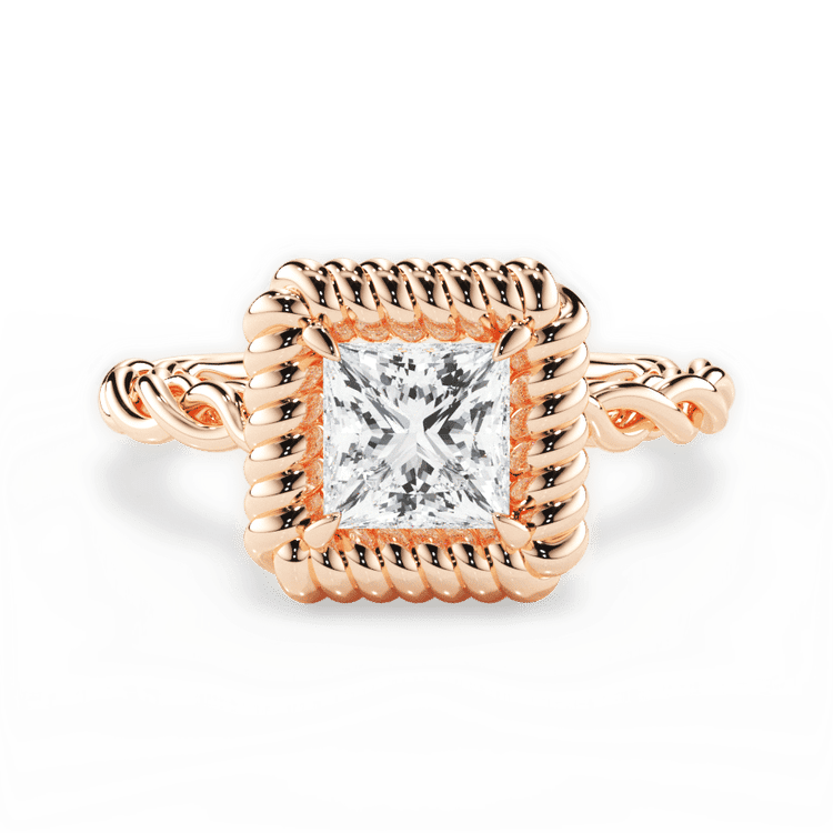 Twisted Metal Halo Engagement Ring / 1.01 Carat Princess Lab Diamond