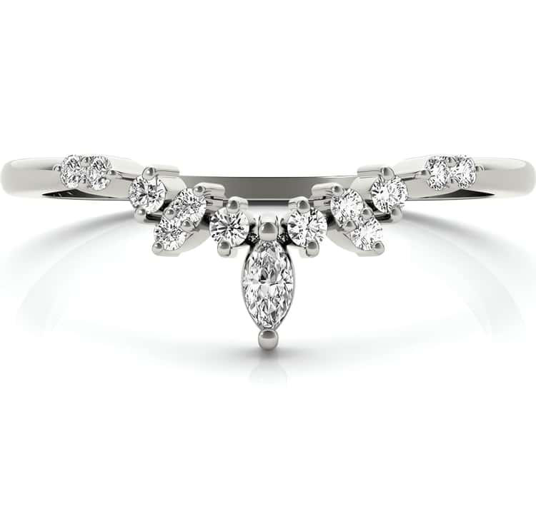 Petite Round & Marquise Chevron Diamond Wedding Ring
