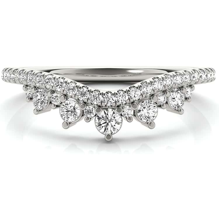Chevron Crown Diamond Wedding Ring