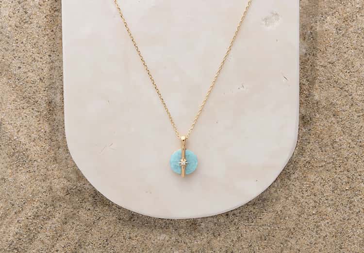 Gold Plated Turquoise Pendant Necklace